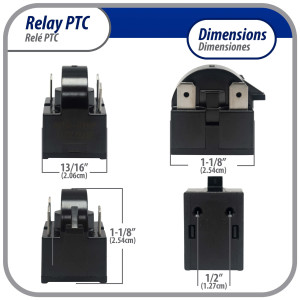 Appli Parts Interruptor de rele para mini nevera de 3 pines, 4,7 Ohmnios, 110 V, rele de arranque PTC universal, pieza de repuesto para multiples marcas de refrigeradores, enfriadores de vino APSR-4002P Appli Parts Interruptor de rele para mini nevera de 3 pines, 4,7 Ohmnios, 110 V, rele de arranque PTC universal, pieza de repuesto para multiples marcas de refrigeradores, enfriadores de vino APSR-4002P