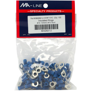 MA-Line MA02621-2 Anillos Acampanados con Aislamiento de Vinilo 16-14, 10 Stud. Bolsa de 100 MA-Line MA02621-2 Anillos Acampanados con Aislamiento de Vinilo 16-14, 10 Stud. Bolsa de 100