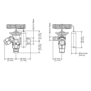 Danfoss 068Z3209 1/4 - 5.5TR Expansion Valve Body, TE 2, R22,R407C, 3/8x1/2 in, Flare, External Equalized, Single-Flow, -40 to 50 F, Capacity determined by Orifice size Sold Separately, Identical Product 068Z3238