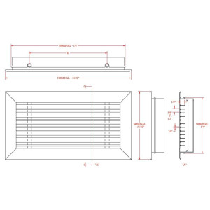 Perimeter Diffuser 3/8 Fins Separation White Aluminum 60in X 04in DF3LB060000400 Perimeter Diffuser 3/8 Fins Separation White Aluminum 60in X 04in DF3LB060000400