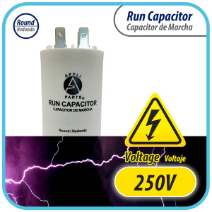 Appli Parts Run Capacitor for electric motors 70 Mfd uF (microfarads) 250VAC Plastic Case with terminals CBB60 Round Universal fit water pumps and others in High in Wide CON-70-250-P