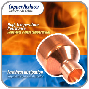 Appli Parts AP-R218078 Reductor de Cobre de 2-1/8x7/8 pulg Conexiones CxC soldadas para aplicaciones de refrigeracion, aire acondicionado y plomeria Tuberia de cobre ACR y Tipo L