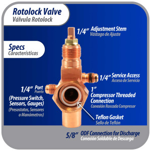 Appli Parts APRV-VA10 Rotolock Valve V10 1 in x 5/8 in ODF solder connection Universal replacement valve will work for refrigeration and air conditioning systems Appli Parts APRV-VA10 Rotolock Valve V10 1 in x 5/8 in ODF solder connection Universal replacement valve will work for refrigeration and air conditioning systems