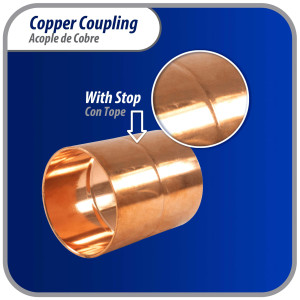 Appli Parts AP-A258 2-5/8 in Wrot Copper Coupling fitting CxC Sweat connections for refrigeration, air conditioning and plumbing applications ACR and Type L copper pipe  Appli Parts AP-A258 2-5/8 in Wrot Copper Coupling fitting CxC Sweat connections for refrigeration, air conditioning and plumbing applications ACR and Type L copper pipe