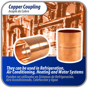 Appli Parts AP-A258 2-5/8 in Wrot Copper Coupling fitting CxC Sweat connections for refrigeration, air conditioning and plumbing applications ACR and Type L copper pipe  Appli Parts AP-A258 2-5/8 in Wrot Copper Coupling fitting CxC Sweat connections for refrigeration, air conditioning and plumbing applications ACR and Type L copper pipe