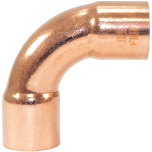 NDL N-2722 90 Degree Elbow Long turn 5/8in Copper pipe fittings C x C Sweat connections for refrigeration, air conditioning, and plumbing applications ACR
