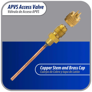 Appli Parts APVS-14182 1/4 in SAE Access Schrader Valve x 1/8 ODF x 2 in Copper Stem with Valve Core and Cap with gasket and core remover for AC and refrigeration systems Appli Parts APVS-14182 1/4 in SAE Access Schrader Valve x 1/8 ODF x 2 in Copper Stem with Valve Core and Cap with gasket and core remover for AC and refrigeration systems