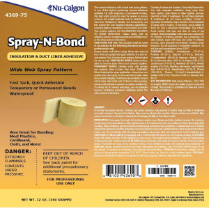 Nu-Calgon 4369-75 Spray-n-Bond Adhesivo en aerosol de banda ancha para aplicaciones de aislamiento y revestimiento de conductos 12oz Nu-Calgon 4369-75 Spray-n-Bond Adhesivo en aerosol de banda ancha para aplicaciones de aislamiento y revestimiento de conductos 12oz