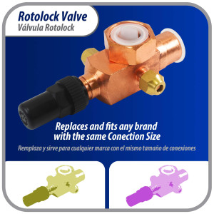 Appli Parts APRV-VA05 Rotolock Valve V05 1-1/4 in x 7/8 in ODF solder connection Universal replacement valve will work for refrigeration and air conditioning systems Appli Parts APRV-VA05 Rotolock Valve V05 1-1/4 in x 7/8 in ODF solder connection Universal replacement valve will work for refrigeration and air conditioning systems