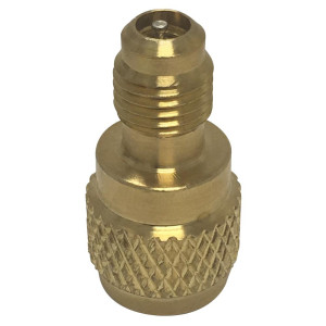 Appli Parts APCA-14516 1/4 in Female x 5/16 in Male, SAE, R410 Charging Adapter with Valve Core and Depressor for Ductless Mini Split and other Air Conditioning Applications
 Appli Parts APCA-14516 1/4 in Female x 5/16 in Male, SAE, R410 Charging Adapter with Valve Core and Depressor for Ductless Mini Split and other Air Conditioning Applications