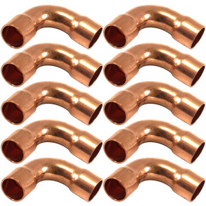 Appli Parts AP-C038LB10 3/8 90 Degree Elbow Long Turn Copper pipe fittings CxC Sweat connections for refrigeration, air conditioning and plumbing applications ACR and Type L copper pipe (10 x Bag)