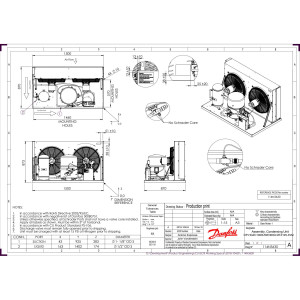 Danfoss HGZC1000UWE300Q Condensing Unit 10HP MBP 230V/3Ph/60Hz R134a,R404A,R448A,R449A,R452A,R513A POE Oil 2 Fans with Reciprocating Compressor MTZ125-3 114N3630 Superseeds 114N6445