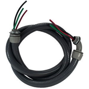 MA-Line MA-P6034W Whip with Plastic Fittings 3/4in x 6Ft for Air Conditioning Nmbr 8 Black,Green and Red THHN Stranded Wire