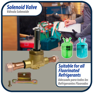 Appli Parts APSOV-38CS 3/8 ODF Solenoid Valve Body, Normally Closed NC, Coil Not Included, Suitable for multiple refrigerants CFC, HCFC and HFC