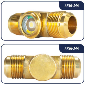 Appli Parts APSG-34A 3/4 in Sight Glass and liquid moisture indicator Flare connections with Solid Body for HVAC/R installations suitable for CFC HCFC HFC refrigerants Appli Parts APSG-34A 3/4 in Sight Glass and liquid moisture indicator Flare connections with Solid Body for HVAC/R installations suitable for CFC HCFC HFC refrigerants