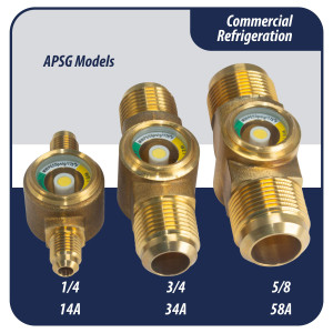 Appli Parts APSG-34A 3/4 in Sight Glass and liquid moisture indicator Flare connections with Solid Body for HVAC/R installations suitable for CFC HCFC HFC refrigerants Appli Parts APSG-34A 3/4 in Sight Glass and liquid moisture indicator Flare connections with Solid Body for HVAC/R installations suitable for CFC HCFC HFC refrigerants