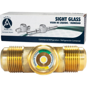 Appli Parts APSG-34A 3/4 in Sight Glass and liquid moisture indicator Flare connections with Solid Body for HVAC/R installations suitable for CFC HCFC HFC refrigerants Appli Parts APSG-34A 3/4 in Sight Glass and liquid moisture indicator Flare connections with Solid Body for HVAC/R installations suitable for CFC HCFC HFC refrigerants