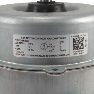 Fan Motor single phase Asynchronous Outdoor Unit YKT-53-6-23L RoHS YDK53-6KB(B) (Y65664c27l) 220-230V/60Hz 53W 6p 0.62A B CL LRA 0.87A 202400401216, 11002012001262 
