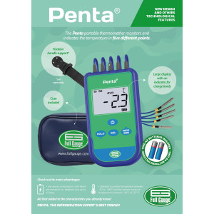 Full Gauge Penta Portable Digital Thermometer with 5 Sensors replaces Penta III Full Gauge Penta Portable Digital Thermometer with 5 Sensors replaces Penta III