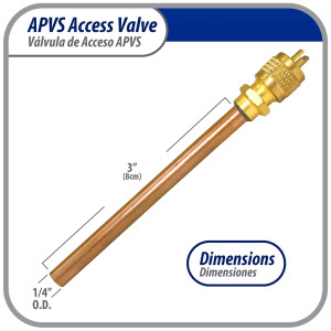 Appli Parts APVS-14143 1/4 in SAE Access Schrader Valve x 1/4 ODF x 3 in Copper Stem with Valve Core and Cap with gasket and core remover for AC and refrigeration systems Appli Parts APVS-14143 1/4 in SAE Access Schrader Valve x 1/4 ODF x 3 in Copper Stem with Valve Core and Cap with gasket and core remover for AC and refrigeration systems