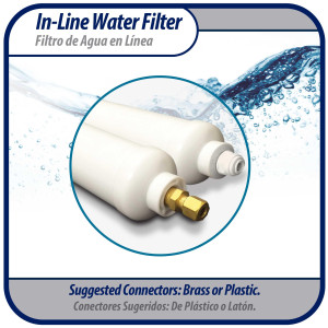 Appli Parts APWF-100 In Line Water Filter 1/4 in (Connectors Not Included) Service Life 2500 gallons or 1 year, Pressure Range 30 to 125 PSI maximum Appli Parts APWF-100 In Line Water Filter 1/4 in (Connectors Not Included) Service Life 2500 gallons or 1 year, Pressure Range 30 to 125 PSI maximum