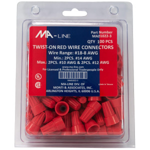 MA-Line MA01022-3 Terminal de Rosca Rojo para Cables desde AWG 8 hasta 18. Bolsa de 100 MA-Line MA01022-3 Terminal de Rosca Rojo para Cables desde AWG 8 hasta 18. Bolsa de 100