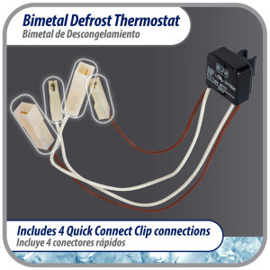 Appli Parts APBT-B261P Bimetal Thermostat Mabe Type 4 Wire Open 45 F and Close 25 F 4 plugs Reference BIM-261 / Atlas Millenium / Innovation / Thermodisc