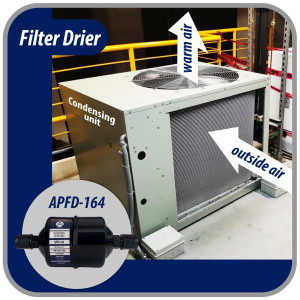 Appli Parts APFD-164 1/2 in Liquid Line Refrigerant AC Filter Drier hvac Refrigeration 164 SAE Flare connection universal unidirectional 7in long 3in wide