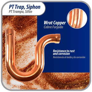 Appli Parts AP-PT158 1-5/8 in Wrot Copper Suction P-Trap ODF CxC connections for refrigeration, air conditioning and plumbing applications ACR and Type L copper pipe Appli Parts AP-PT158 1-5/8 in Wrot Copper Suction P-Trap ODF CxC connections for refrigeration, air conditioning and plumbing applications ACR and Type L copper pipe