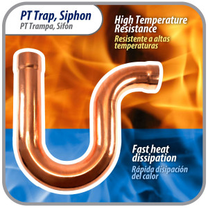 Appli Parts AP-PT158 1-5/8 in Wrot Copper Suction P-Trap ODF CxC connections for refrigeration, air conditioning and plumbing applications ACR and Type L copper pipe Appli Parts AP-PT158 1-5/8 in Wrot Copper Suction P-Trap ODF CxC connections for refrigeration, air conditioning and plumbing applications ACR and Type L copper pipe