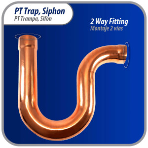Appli Parts AP-PT158 1-5/8 in Wrot Copper Suction P-Trap ODF CxC connections for refrigeration, air conditioning and plumbing applications ACR and Type L copper pipe Appli Parts AP-PT158 1-5/8 in Wrot Copper Suction P-Trap ODF CxC connections for refrigeration, air conditioning and plumbing applications ACR and Type L copper pipe