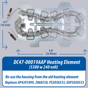 Appli Parts Heating Element Kit DC47-00019AKAP 
Includes: DC47-00019A Heater, DC47-00018A Thermostat, DC96-00887A Fuse, DC47-00016A Fuse Appli Parts Heating Element Kit DC47-00019AKAP 
Includes: DC47-00019A Heater, DC47-00018A Thermostat, DC96-00887A Fuse, DC47-00016A Fuse