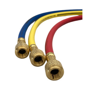 Uniweld HC5SMB 60 in  Manifold Hoses, Red, Yellow and Blue, 1/4 in Standard Connection for use in refrigeration and air conditioning CFC,HCFC,HFC, Soft Magic Barrier