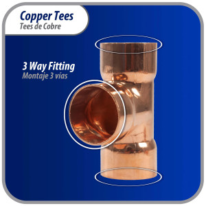 Appli Parts AP-T078B10 7/8pulg Tee de Cobre Conexiones CxCxC soldadas para aplicaciones de refrigeracion, aire acondicionado y plomeria Tuberia de Cobre ACR y Tipo L (10 x Bolsa)