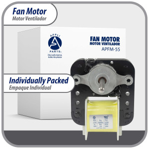 Appli Parts APFM-55 18 W Fan Motor, 110 V, 50/60 Hz, 0.38 A, 3000 rpm, CW rotation Universal replacement intended for Refrigerator Evaporator, Blade not included replaces original part numbers WR60X203, 305540, PS304745, WR60X0191, WR60X0203, WR60X19 Appli Parts APFM-55 18 W Fan Motor, 110 V, 50/60 Hz, 0.38 A, 3000 rpm, CW rotation Universal replacement intended for Refrigerator Evaporator, Blade not included replaces original part numbers WR60X203, 305540, PS304745, WR60X0191, WR60X0203, WR60X19