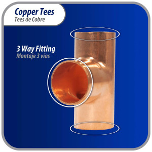 Appli Parts AP-T034 3/4 pulg Tee de Cobre Conexiones CxCxC soldadas para aplicaciones de refrigeracion, aire acondicionado y plomeria Tuberia de Cobre ACR y Tipo L