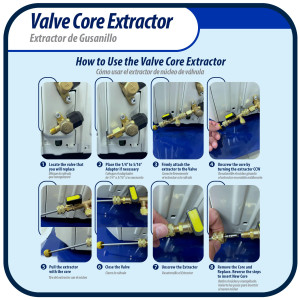 Appli Parts APT-VCR Valve Core Extractor Remover Tool with 1/4 to 5/16 in port adaptor
