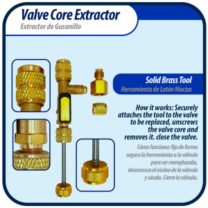 Appli Parts APT-VCR Valve Core Extractor Remover Tool with 1/4 to 5/16 in port adaptor