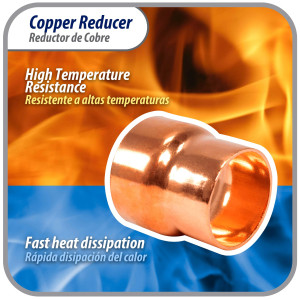 Appli Parts AP-R158138 Reductor de Cobre de 1-5/8x1-3/8 pulg Conexiones CxC soldadas para aplicaciones de refrigeracion, aire acondicionado y plomeria Tuberia de cobre ACR y Tipo L