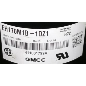 GMCC Compressor rotary fixed speed 12.000Btu R22 115V/1Ph/60Hz EH170M1B-1DZ1 201400603064 11103010000480 GMCC Compressor rotary fixed speed 12.000Btu R22 115V/1Ph/60Hz EH170M1B-1DZ1 201400603064 11103010000480