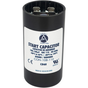 Appli Parts CON-108-110 Capacitor de Arranque 108-130 MFD (microfaradios) uF, 110-125 VAC. Universal para Motores Electricos, condensador de arranque de 3.7 cm de Diametro, 7 cm de Alto