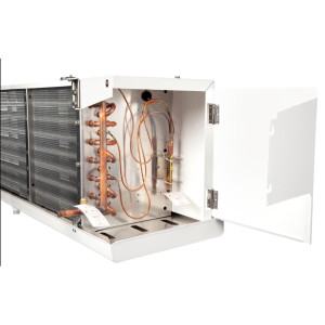 Danfoss 114U0004 Evaporator Optyma MBP 15K Btu/hr at 25F SST R404 Air Defrost 6FPI Low Profile 3 x 12in ECM fans DACC RX L150.1A4/A1 230V/1Ph/60Hz 
