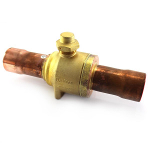 Danfoss 009L7059 2-1/8in Shut Off Ball Valve ODF GBC 54s Multiple Refrigerant MWP 650psi WT -40F to 300F with 1/4in SAE Schrader Valve Bi-Flow