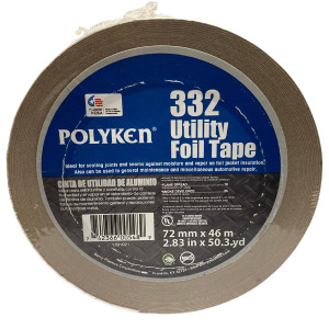 Polyken 332 Cinta de papel de Aluminio, grado utilitario para Aire Acondicionado, Calefaccion y Ventilacion de 3 pulgadas x 50 yardas Polyken 332 Cinta de papel de Aluminio, grado utilitario para Aire Acondicionado, Calefaccion y Ventilacion de 3 pulgadas x 50 yardas