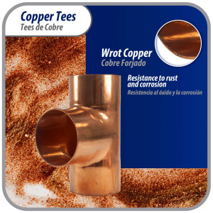 Appli Parts APT-218 2-1/8 pulg Tee de Cobre Conexiones CxCxC soldadas para aplicaciones de refrigeracion, aire acondicionado y plomeria Tuberia de Cobre ACR y Tipo L 
