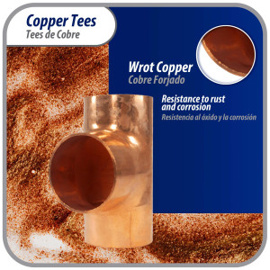 Appli Parts AP-T158B5 1-5/8 pulg Tee de Cobre Conexiones CxCxC soldadas para aplicaciones de refrigeracion, aire acondicionado y plomeria Tuberia de Cobre ACR y Tipo L (5 x Bolsa)