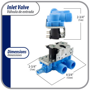 WH13X81 Appli Parts Valvula de entrada de agua para lavadora 2 Entradas de 3/4 NPT y 1 Salida 1/2 conexion rapida 110-120V 50/60Hz remplazo universal para lavadoras General Electric y otras marcas APIV-2111 WH13X81 Appli Parts Valvula de entrada de agua para lavadora 2 Entradas de 3/4 NPT y 1 Salida 1/2 conexion rapida 110-120V 50/60Hz remplazo universal para lavadoras General Electric y otras marcas APIV-2111