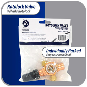 Appli Parts APRV-VA09 Rotolock Valve V09 1-1/4 in x 5/8 in ODF solder connection Universal replacement valve will work for refrigeration and air conditioning systems Appli Parts APRV-VA09 Rotolock Valve V09 1-1/4 in x 5/8 in ODF solder connection Universal replacement valve will work for refrigeration and air conditioning systems