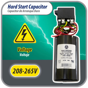 Appli Parts APHS-3 4 to 5 TON Hard Start kit 208-265 V, 1 Ph for air conditioner includes Capacitor 270-324mfd 330V and Potential Relay for Air Conditioner scroll and reciprocating compressors