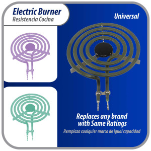Appli Parts MP15YA Electric Range Burner Heater Element 4 Turns, 6 in, 1500 W, 240 V. Compatible General Electric Whirlpool 660532, WP660532, WB30T10073, SU205, 660532, TS4W6215, 404080, 5303310283, 318372211, TS4W6215SS